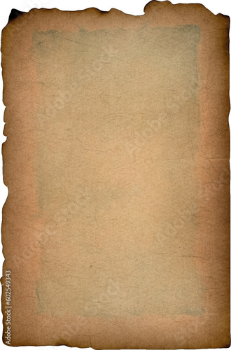 Vintage Paper with Distressed Texture and Torn Aged Edges: Rustic Brown