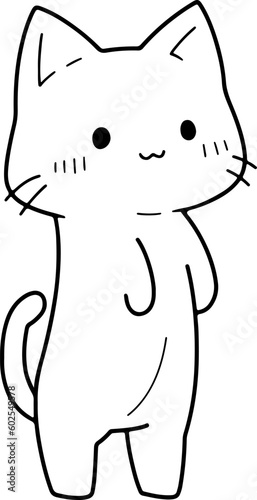 Cat vector illustration. Black and white Cat coloring book or page for children