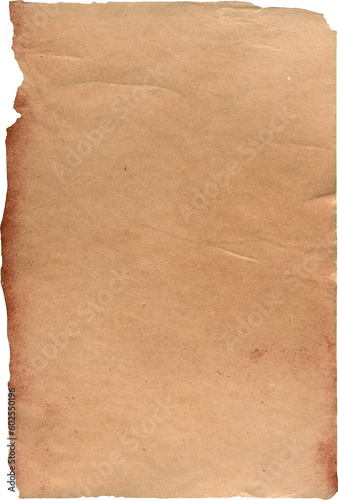 Vintage Paper with Distressed Texture and Torn Aged Edges: Rustic Brown