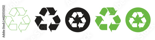 Recycling icon set, Green recycle logo symbol,Recycling arrows flat icon for apps and websites