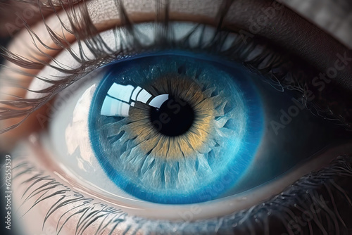 close-up of blue human eye, ai generated © wernerimages