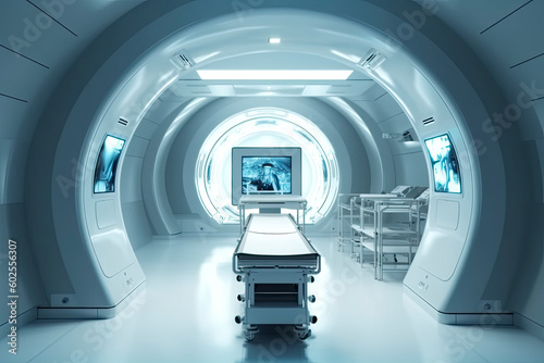 Wallpaper Mural Image generated with AI. Machinery to carry out TAC test in the hospital clinic Torontodigital.ca