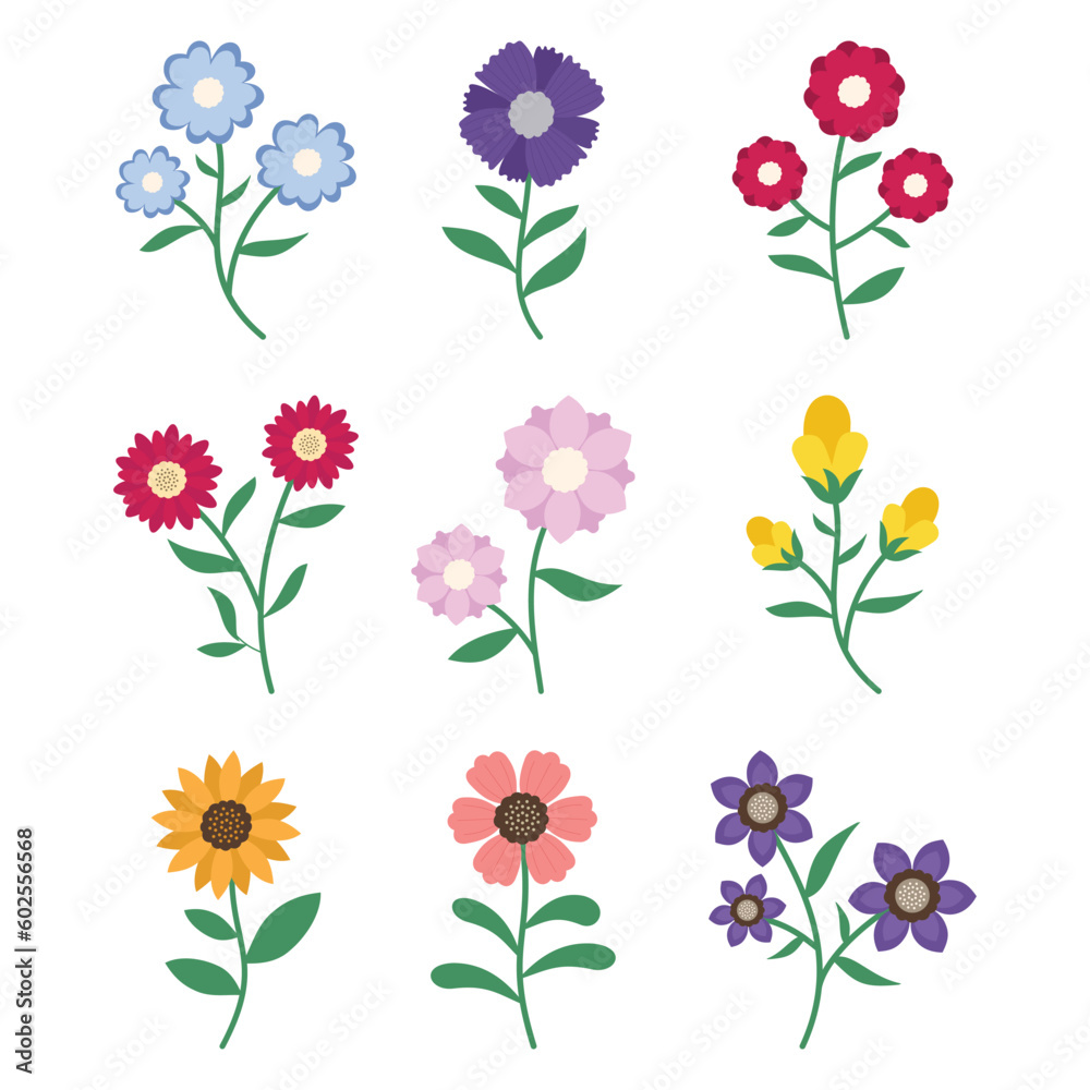 Set of flower shape vector