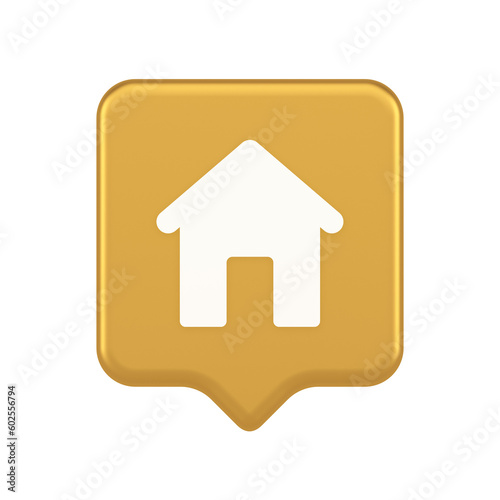 Home page button house web symbol cyberspace application interface 3d realistic speech bubble icon