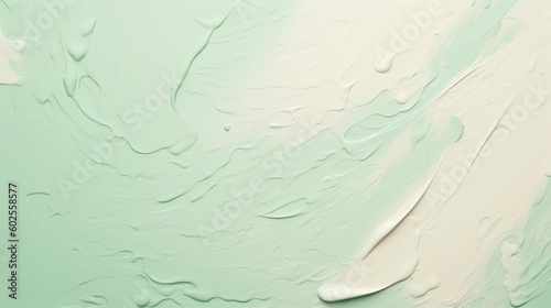 cream texture in pastel green and turkis colors, top view photo