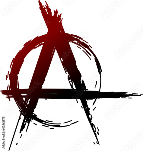 anarchy logo - paintbrush style (red black)