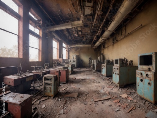 An old inoperative factory created with generative ai photo