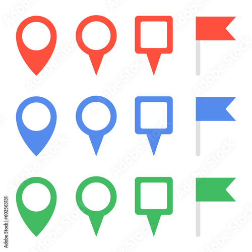 Free Download Collection of simple colored map markers. Vector. - GFXLoad