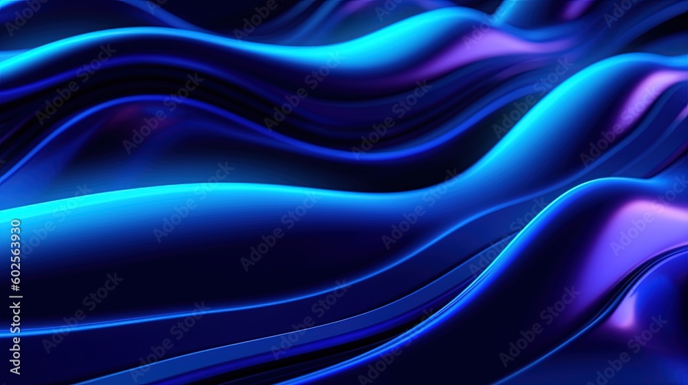 Obraz premium 3d rendering Abstract blue wavy background.Generative Ai