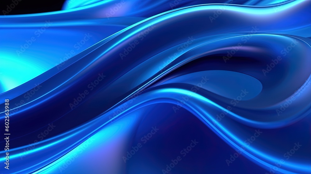 Obraz premium 3d rendering Abstract blue wavy background.Generative Ai