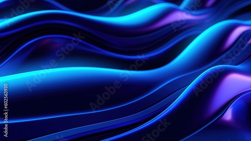  3d rendering Abstract blue wavy background.Generative Ai