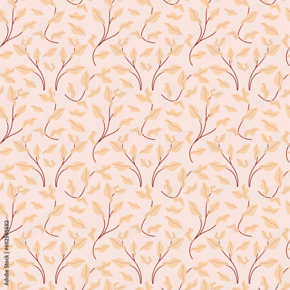 Cute floral pattern in the small flower. Vegetable print. Seamless vector texture. Beige background.