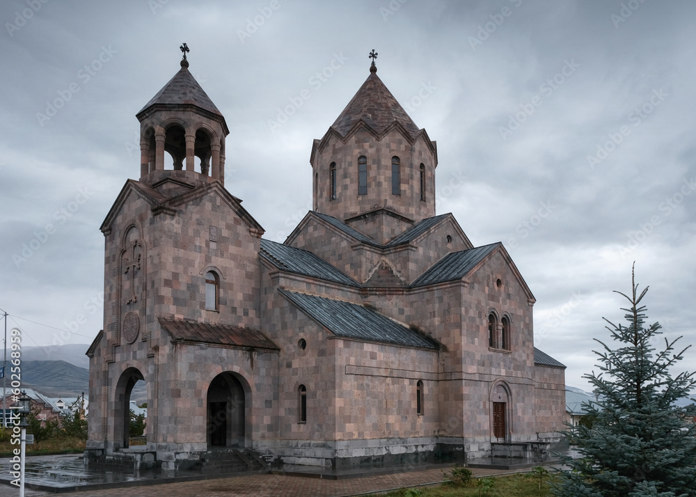 Surb Haroutyun Church on rainy autumn day. Spitak, Lori Province, Armenia.