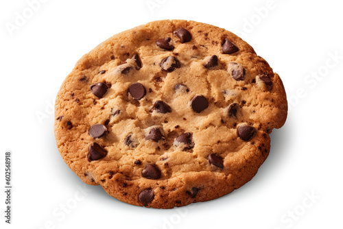 Chocolate chip cookie isolated on white background, Ai generated