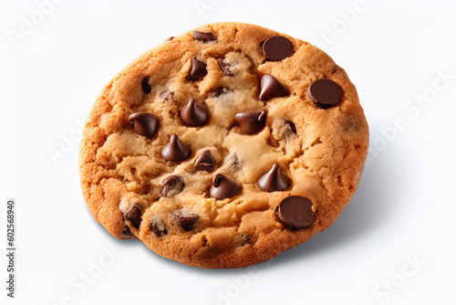 Chocolate chip cookie isolated on white background, Ai generated