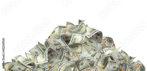 Fotografie Heap of 100 American dollars banknotes, cut out