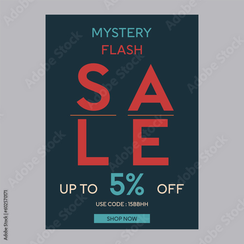 Mystery flash sale 5% off discount promotion poster