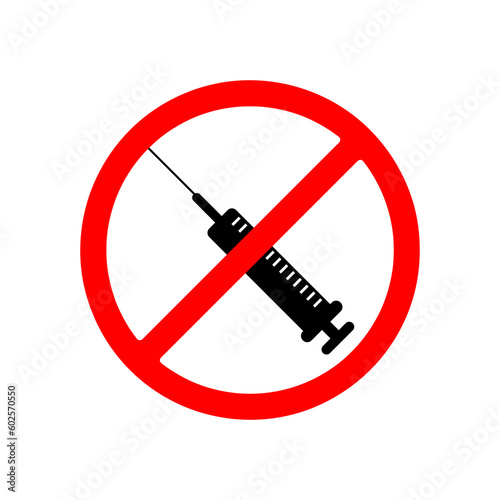 No syringe sign on white background. Stop Drugs icons set. Vector illustration on white background..eps