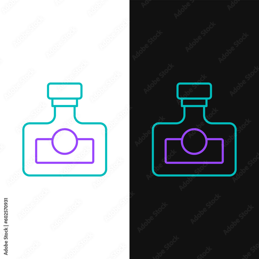 Line Alcohol drink Rum bottle icon isolated on white and black background. Colorful outline concept. Vector