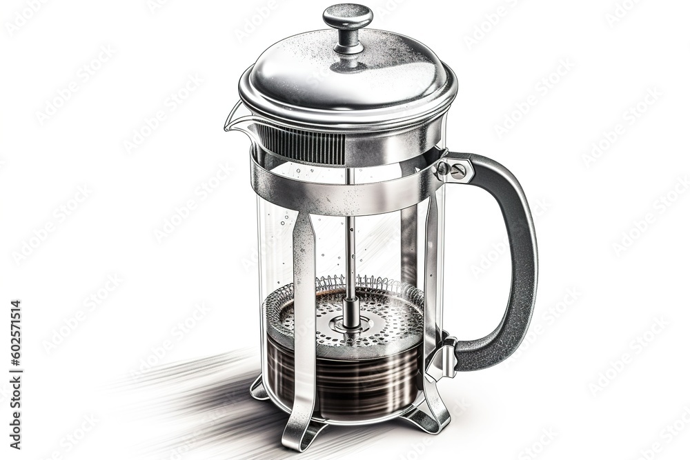 french press isolated on white background. Generated by AI french press isolated on white background. Generated by AI