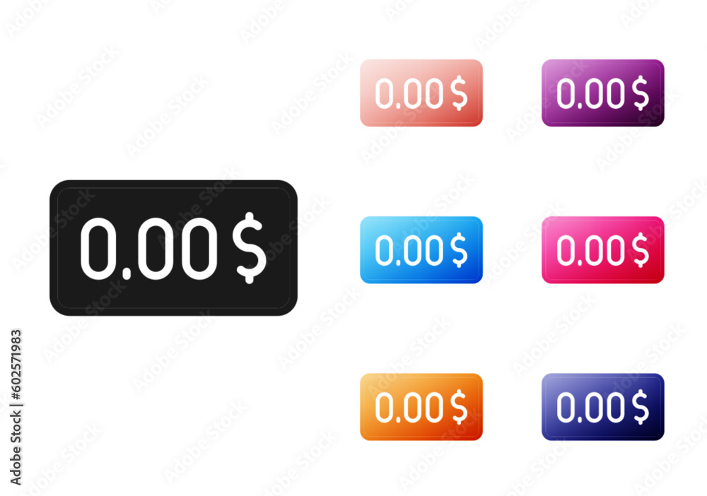Black Zero cost icon isolated on white background. Empty bank account. Set icons colorful. Vector Black Zero cost icon isolated on white background. Empty bank account. Set icons colorful. Vector