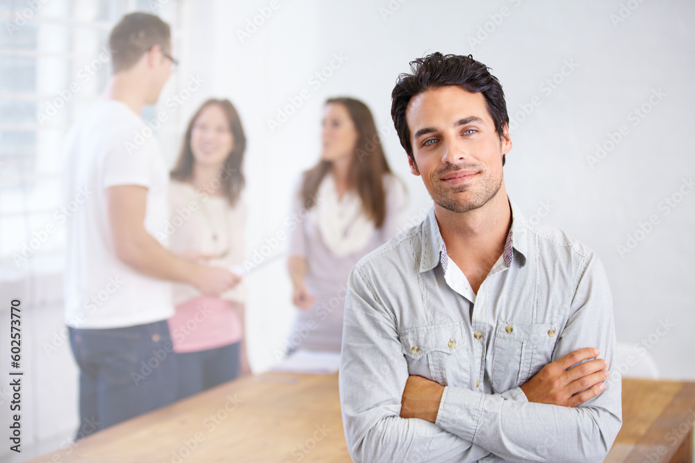 Portrait, serious and business man with arms crossed in office, workplace or company. Face, confident and male professional, entrepreneur or person with pride for career, job and success mindset Portrait, serious and business man with arms crossed in office, workplace or company. Face, confident and male professional, entrepreneur or person with pride for career, job and success mindset