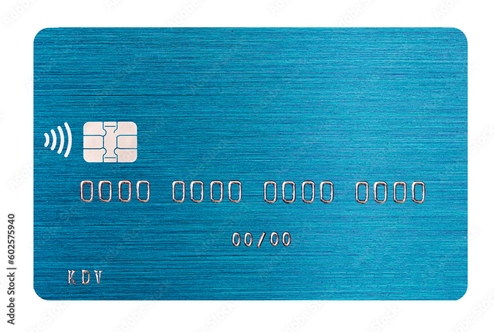 Debit card closeup on transparent background