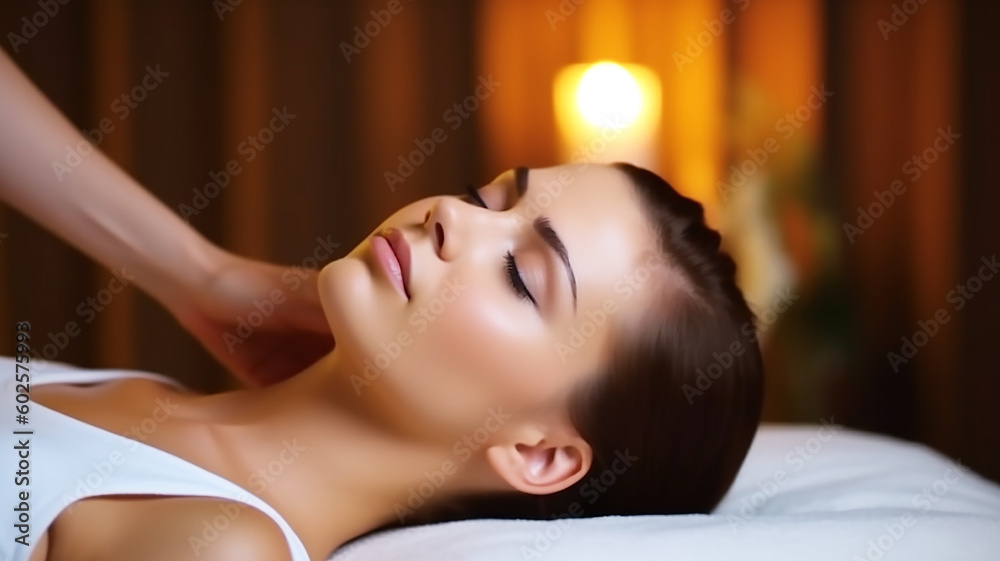 Beautiful young woman relaxing in a spa salon on a light background Beautiful young woman relaxing in a spa salon on a light background