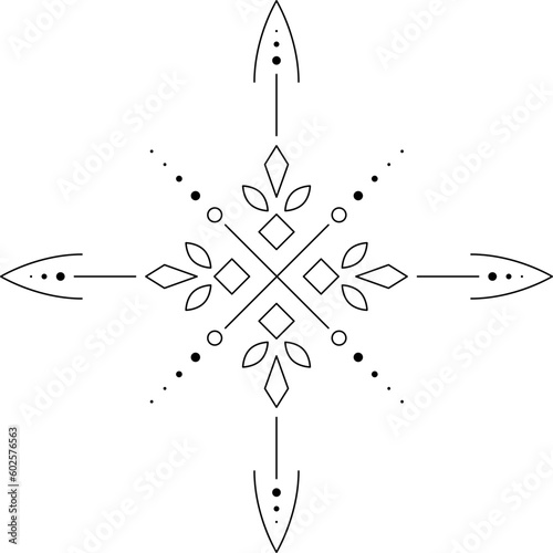 Abstract celestial line art. Minimal boho linear symbols. Celestial mystic element. Vector line art illustration.