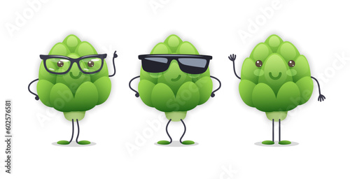 Artichoke Character with Various Face Expressions