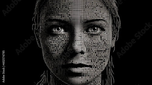 ai computer face ascii generated, gerenative AI