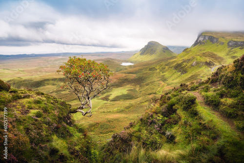 Breathtaking panoramic view taken at The Quiraing on the Isle of Skye, Scotland, UK