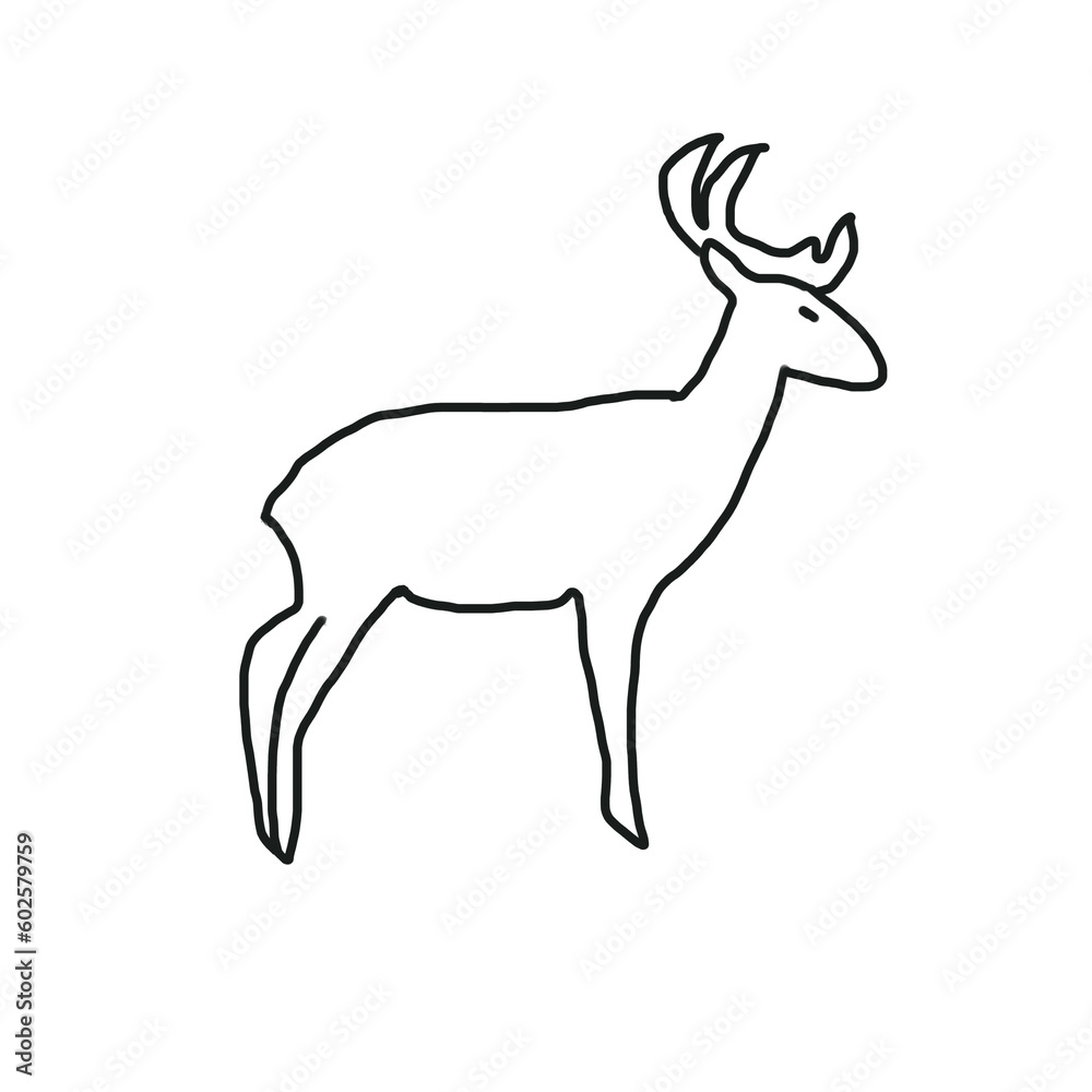 Deer Animal Nature Forest Hand drawn Doodle
