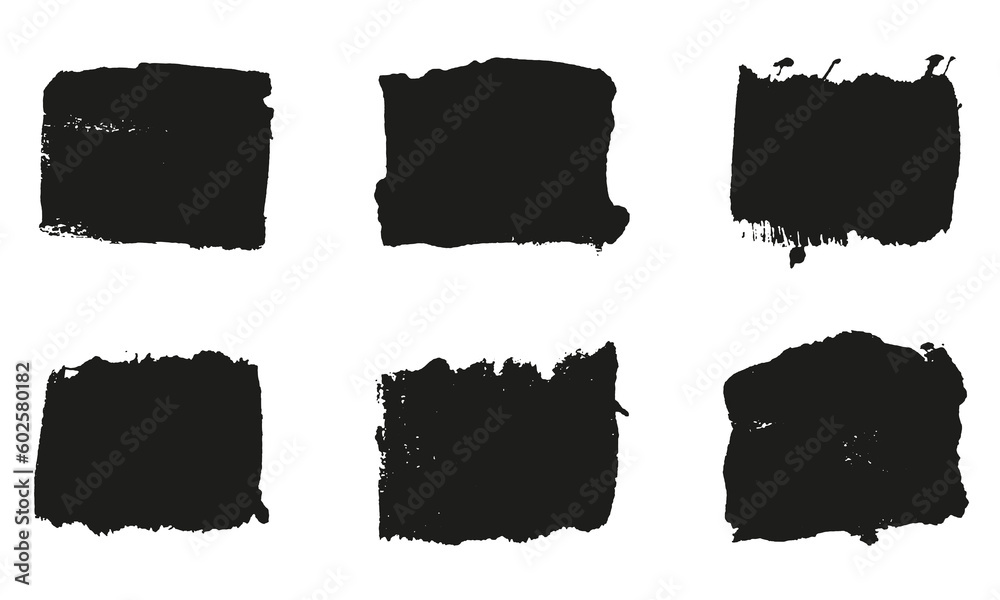 Square Brush Stroke Paint Texture, Dirty Ink Black Background Set. Abstract Brushstroke for Banner, Grungy Paintbrush Rectangle Stamp. Abstract Design Graphic Element. Isolated Vector Illustration Square Brush Stroke Paint Texture, Dirty Ink Black Background Set. Abstract Brushstroke for Banner, Grungy Paintbrush Rectangle Stamp. Abstract Design Graphic Element. Isolated Vector Illustration