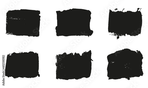 Fotografie, Obraz Square Brush Stroke Paint Texture, Dirty Ink Black Background Set
