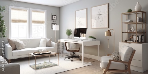 Modern Stylish Home Office Setup AI Generated © ArquitecAi