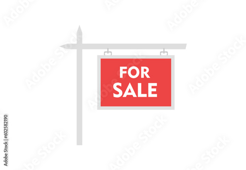 Sale real estate sign. For sale vector red sign. Vector isolated sign.