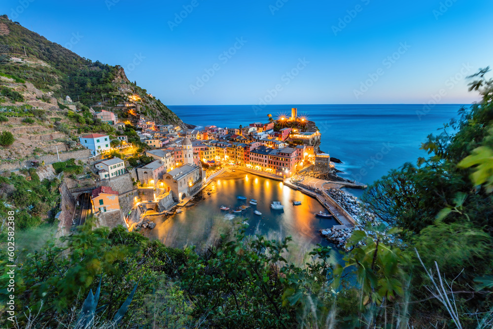 Vernazza in Cinque Terre, Italy at the evening