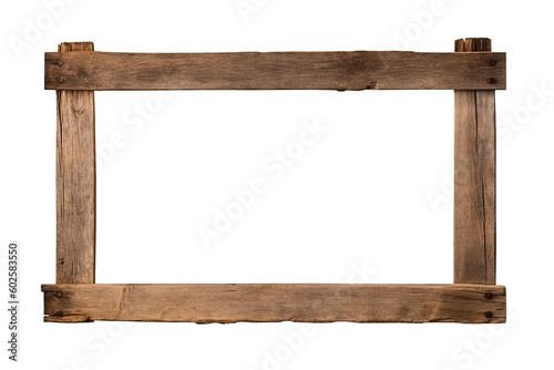 PNG high resolution Old rustic Wooden photo frame or old rustic wood frame. generative ai 