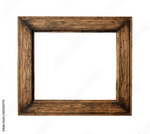PNG natural wooden photo frame or Wood frame. generative ai 