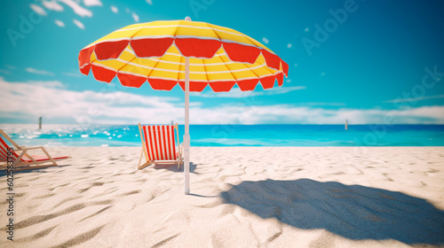 Playa, tumbona y sombrilla photo