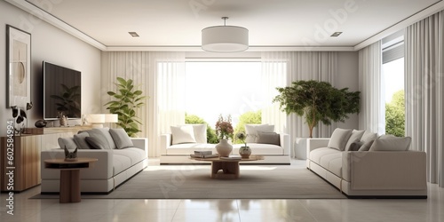 Contemporary Stylish Living Room Design AI Generated Generative AI