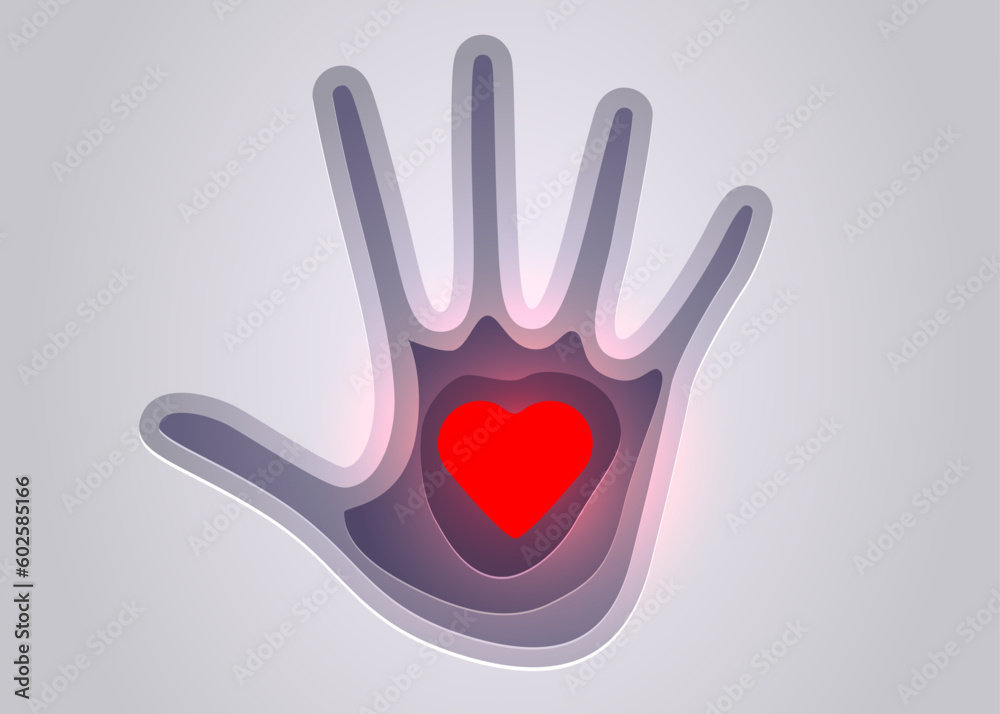 Obraz premium Paper human hand with heart. Concept of charity.