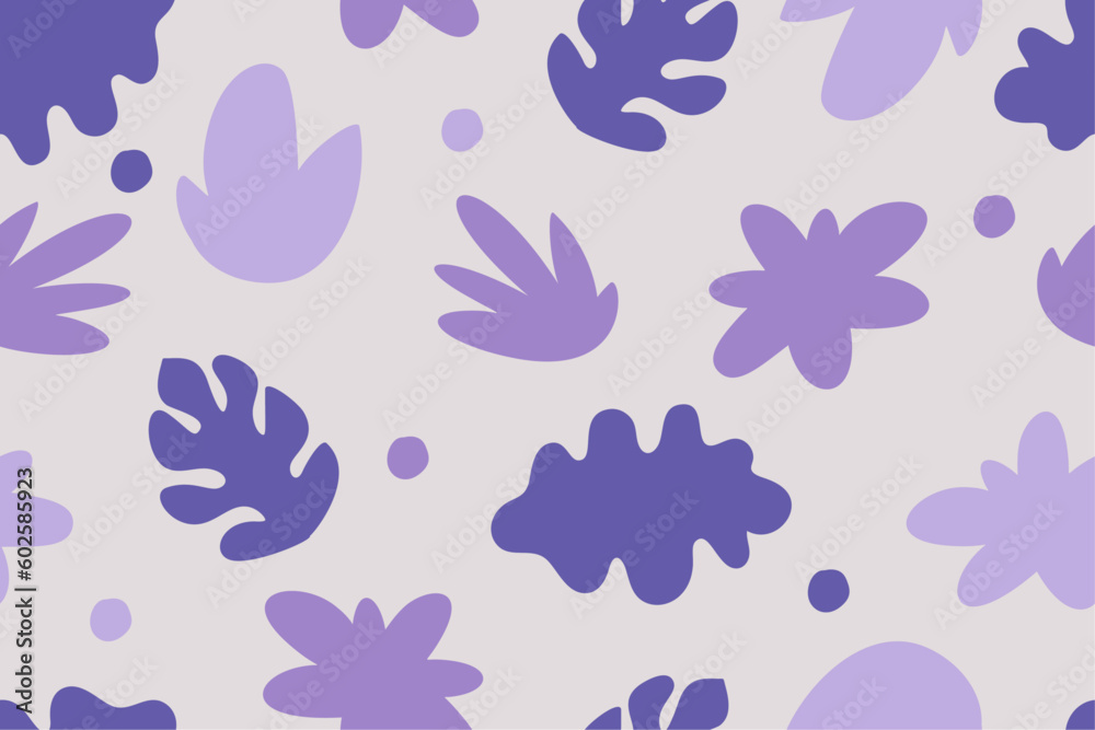 Abstract eamless pattern with hand drawn flowers and leaves. Vector illustration.