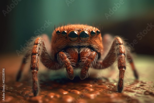 Macro shot of a cute spider - generative ai