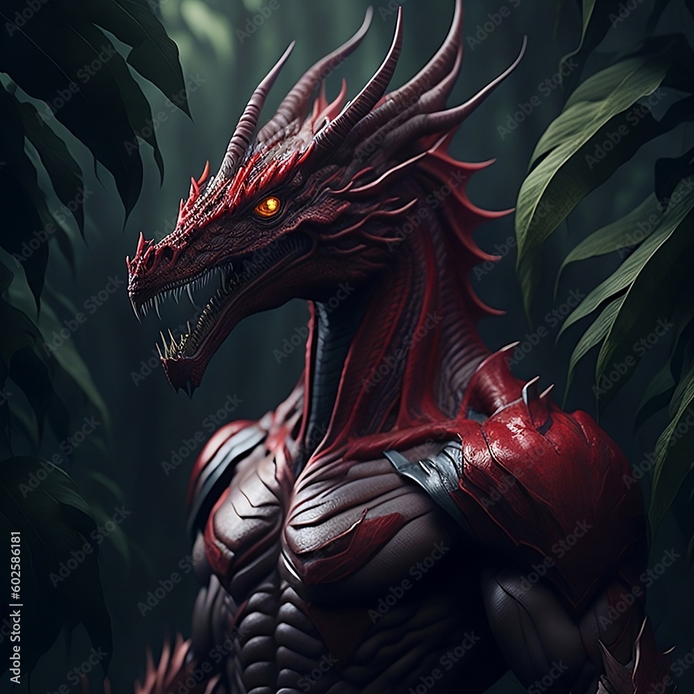 big red dragon , created using generative artificial intelligence ...