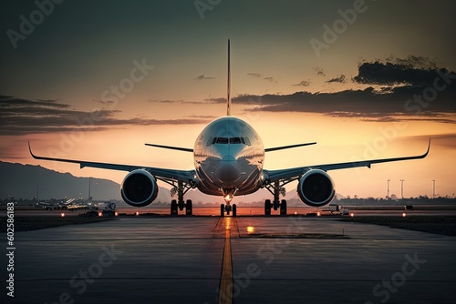 Airplane at the airport runway