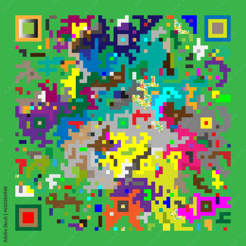 Fototapeta premium Multicolor vector background, banner. Fantasy on the theme of QR code. 