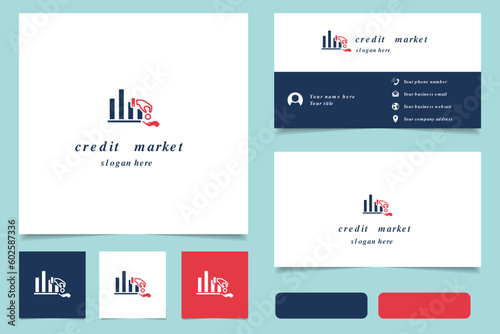 Credit market logo design with editable slogan. Branding book and business card template.