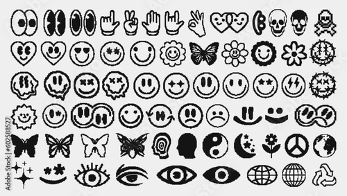 Fotografija Set Of Pixel Smile Emoticons